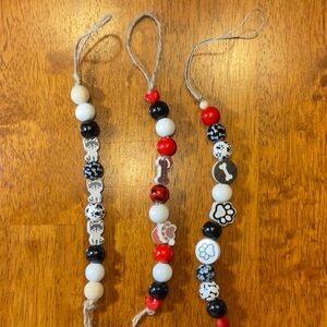 Charming Pet Bead Ornament Set - Black, White, Red